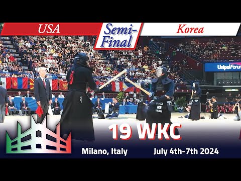 19WKC World Kendo Championship Men's Teams Semi-Final Usa vs Korea