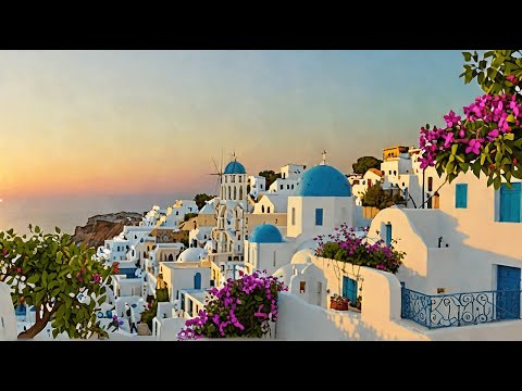Greek Islands at Sunset — Santorini Coast Calm for Sleep | Sleep Journey