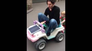 Testing out solar powered kids car