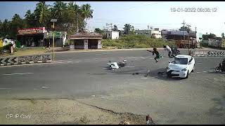 car vs bike accident cctv video in pollachi