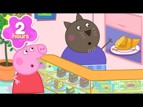 Mr Cat's YUMMY Cafe 🥐 Secret Snack Passage! 🍰 Peppa Pig Full Episodes | 2 Hours