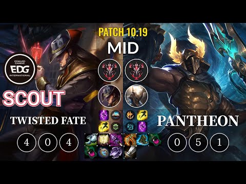 EDG Scout Twisted Fate vs Pantheon Mid - KR Patch 10.19