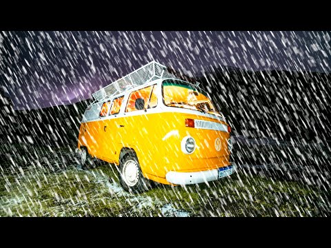 Winter Van Camping - Camping In Heavy Rain And Snow