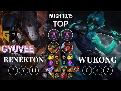 GEN gyuvee Renekton vs Wukong Top - KR Patch 10.15
