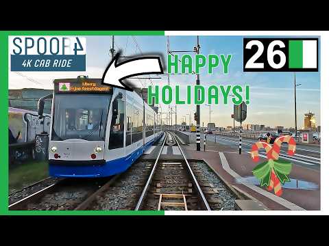 Cab Ride Tram 26 Amsterdam | Christmas 2025 | 4K Tram Driver Cabview