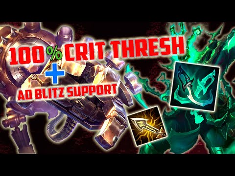 Playing 100% Crit ADC Thresh and AD Blitzcrank Support *Season 9*