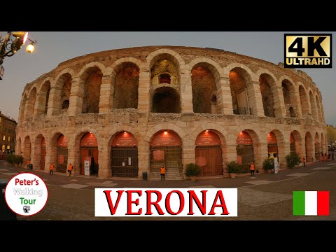 Verona, Italy 🇮🇹 Walking Tour 4kUHD ❤ beautiful and magical evening