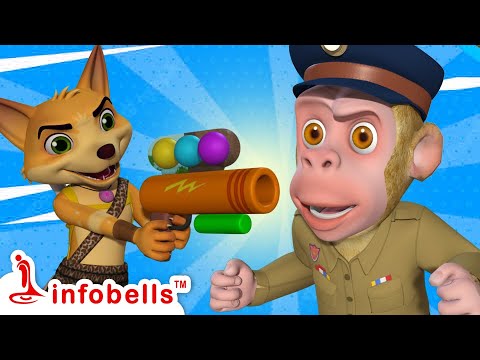 Jaanavaron Ke Bachchon Ka Apaharan - Super Police Bandar Mama | Hindi Rhymes & Cartoons | Infobells