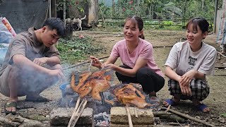 Grill chicken on charcoal stove.  Called daughter and son-in-law home for dinner. ( Ep 246 ).