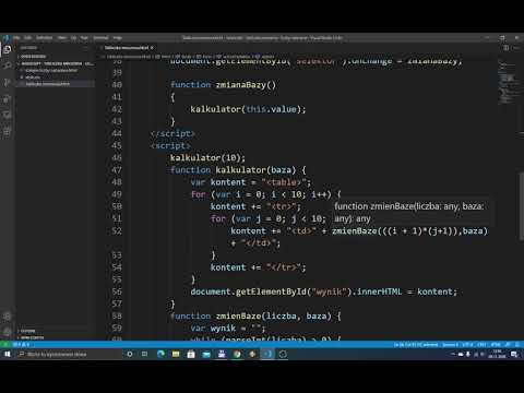 Javascript tabliczka mnożenia liczby naturalne