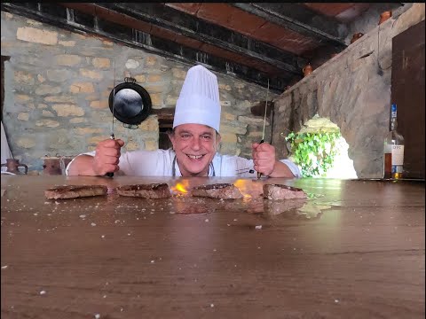 Solomillo flambeado a la pimienta con agua de Segovia.