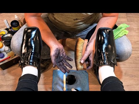 Full relax stress relief black shoe shine ASMR