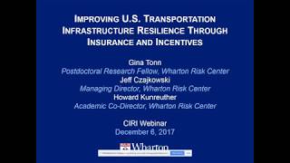 CIRI Webinar: Improving U.S. Transportation Resilience Through Insurance and Incentives