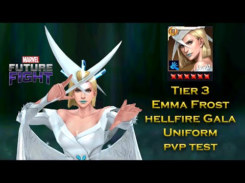 Part 2 - Tier 3 Emma Frost Hellfire Gala Uniform Timeline Battle ( P V P ) Test on Autoplay+ - M f f