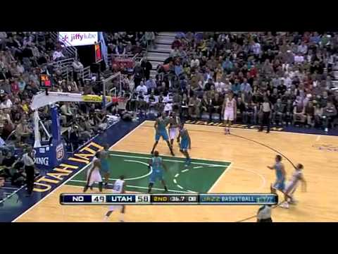 Deron Williams bounce between his legs steps back and score the three vs New Orleans Hornets