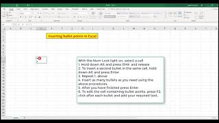 How to easily insert bullet points in Excel for Windows and Mac
