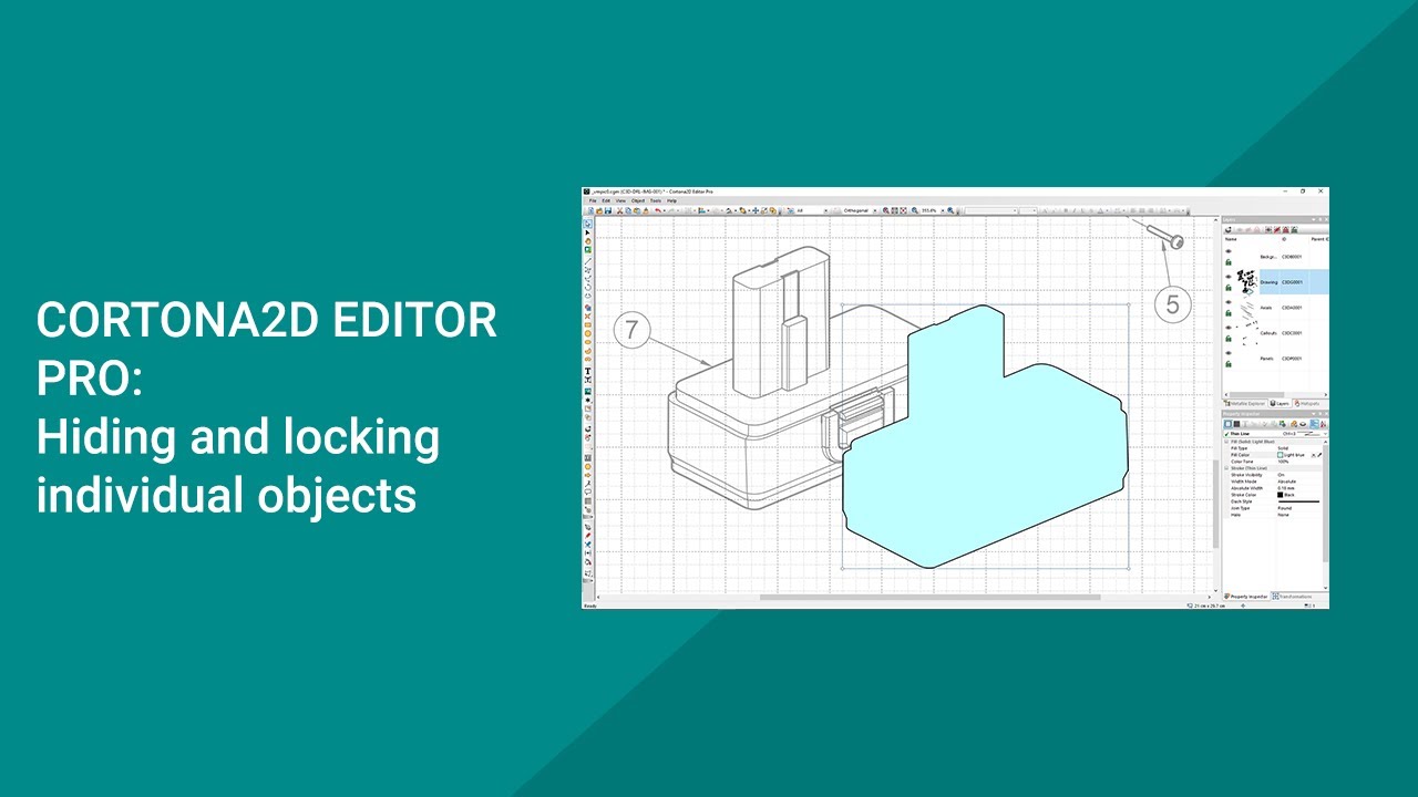 Cortona2D Editor Pro Tutorial: Hiding and locking individual objects to simplify the editing process