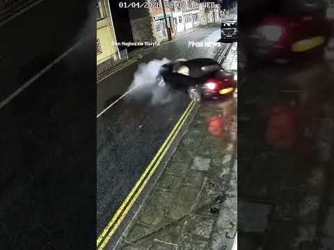 CAUGHT ON CAMERA: Security footage captures the moment a car spins out of control