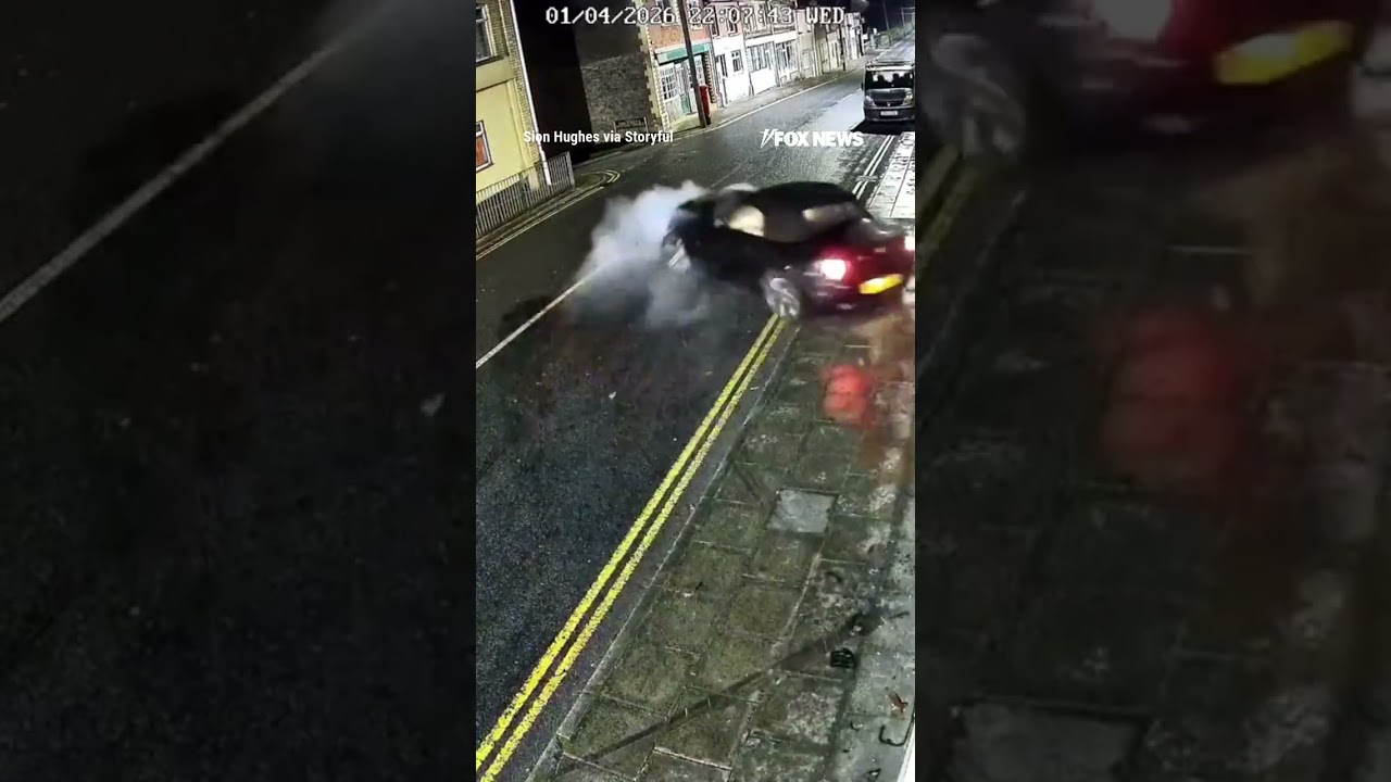 CAUGHT ON CAMERA: Security footage captures the moment a car spins out of control