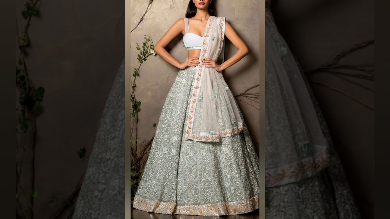 Latest mint green colour bridal lehenga choli designs // pista green lehenga designs