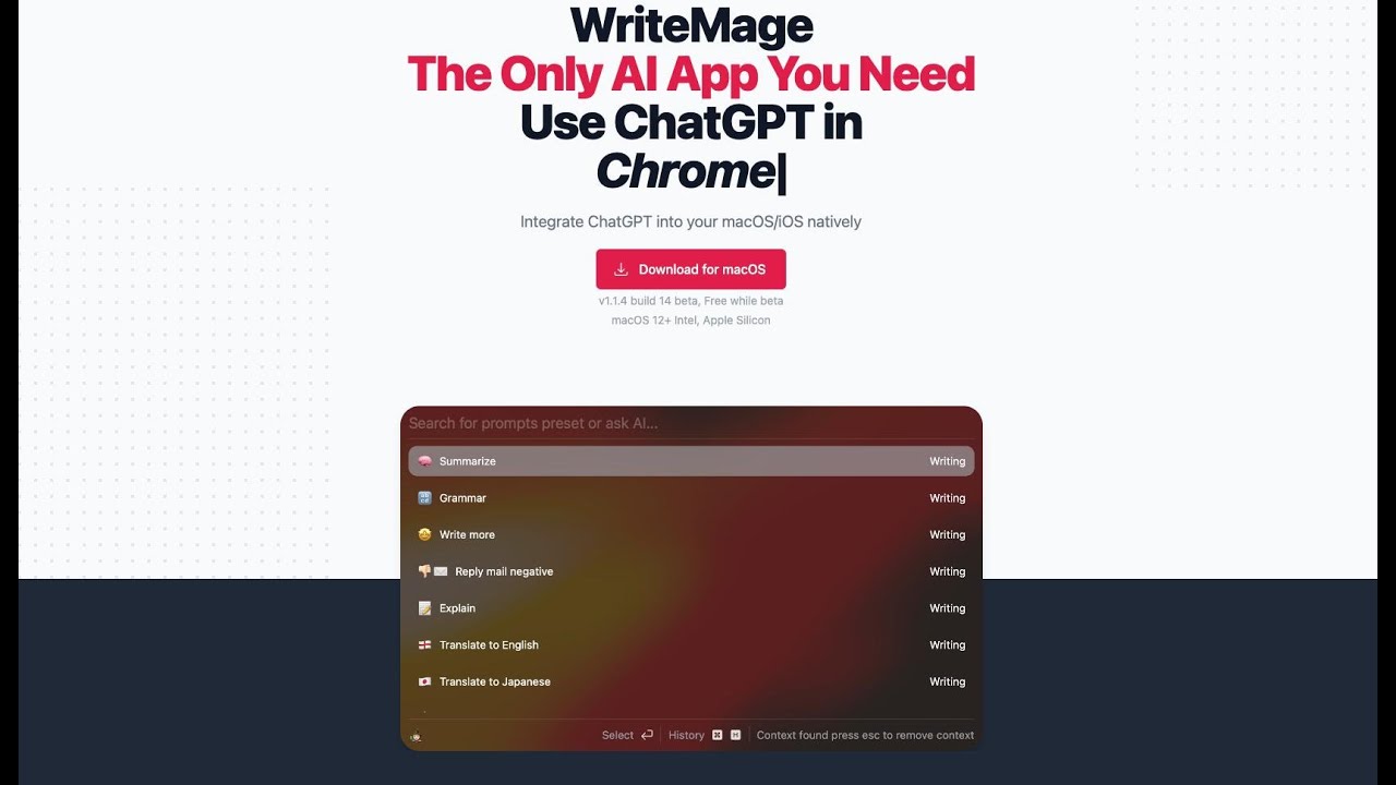 WriteMage Lifetime Deal with 30% off | ChatGPT into your macOS:iOS natively