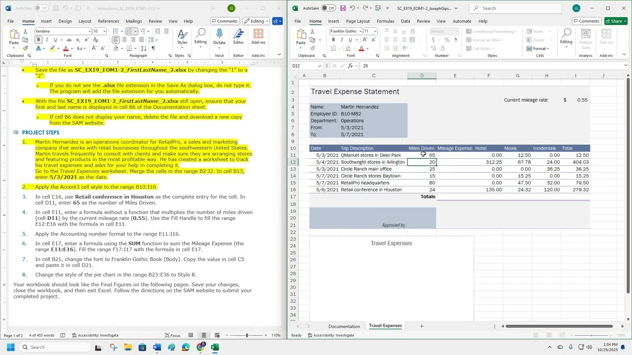 Excel Module 1 SAM End of Module Project 2 2025