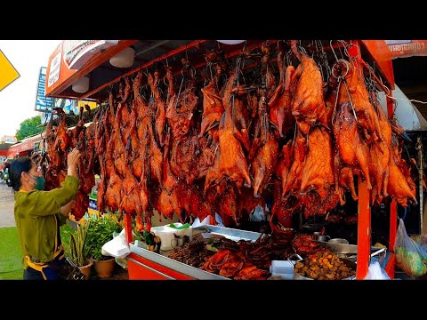 Phnom Penh Street Food 2021, Roasted Duck Recipe at Chhouk Meas Market | Cambodian food