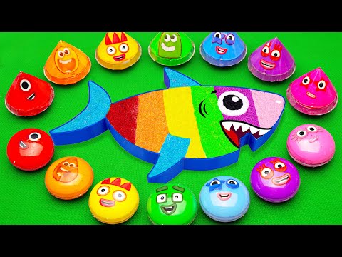 Making Rainbow Baby Shark Bathtub with Mixing SLIME inside COCOMELON Shapes! Satisfying ASMR Videos