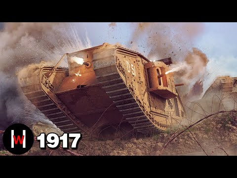 1917 Battle of Cambrai -To break the Zeppelin line, hundreds of British tanks attack