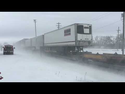 Frigid Day on the BNSF Chillicothe sub Chillicothe, IL w/ KCS led vehicle train & M-GALCHI 01/02/22