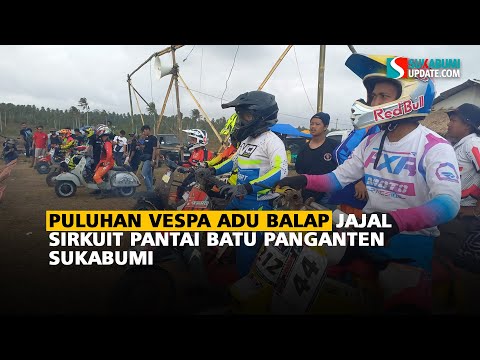 Puluhan Vespa Adu Balap Jajal Sirkuit Pantai Batu Panganten Sukabumi