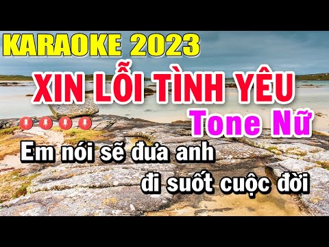 Xin Lỗi Tình Yêu Karaoke Tone Nữ Nhạc Sống 2023 | Trọng Hiếu