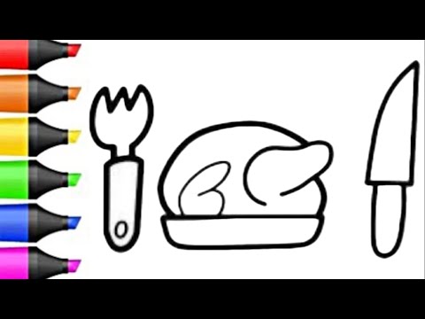 ensine seu filho a desenhar um garfo e uma colher passo a passo Сурет салып уйрену