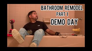 BATHROOM REMODEL Part 1 DEMO DAY #bathroommakeover #bathroomrenovation #demoday #fixerupperhouse