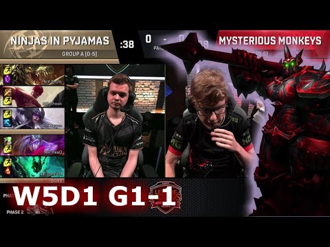 Ninjas in Pyjamas vs Mysterious Monkeys | Game 1 S7 EU LCS Summer 2017 Week 5 Day 1 | NIP vs MM G1