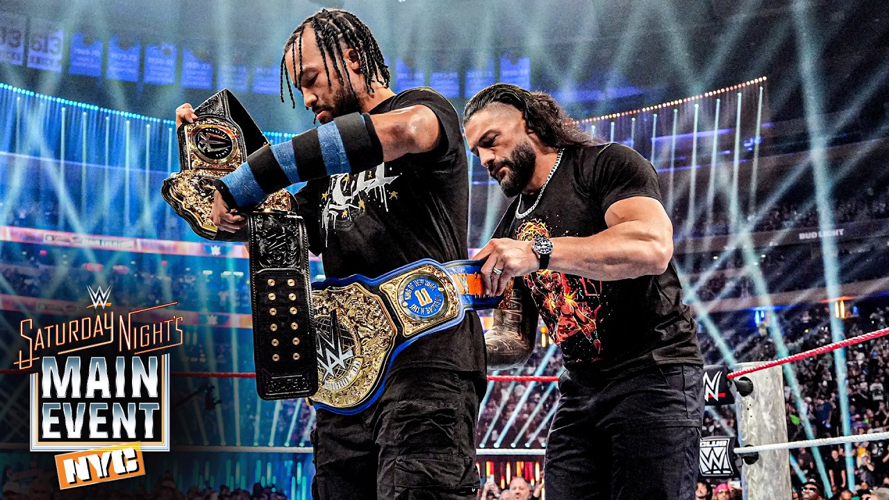 Roman Reigns presents Jalen Brunson with a custom title: Saturday Night's Main Event highlights