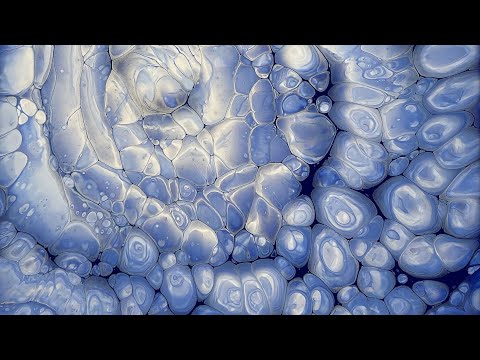 (491) FAE COLLAB - Monochromatic Cloud Pour Boulder Cells No Silicone - Fluid Acrylic Paint Pouring
