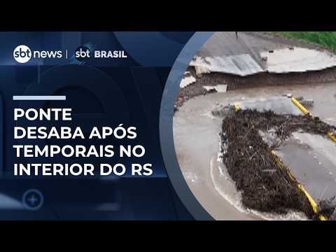 ‘Ponte da Felicidade’ desaba após fortes chuvas no interior do Rio Grande do Sul | #SBTBrasil