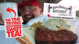 Meatloaf Special 😋 1st Time Trying Southern Sweet Tea 🫖 Two Sisters Creole Kitchen 📍Picayune, MS