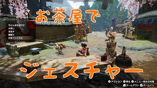 【モンスターハンターライズ】オトモ達とお茶屋でジェスチャー