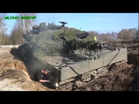 Panzerbergung extrem! Leopard 2A5 wird durch Bergepanzer 3A0 Büffel aus einem Graben geborgen.