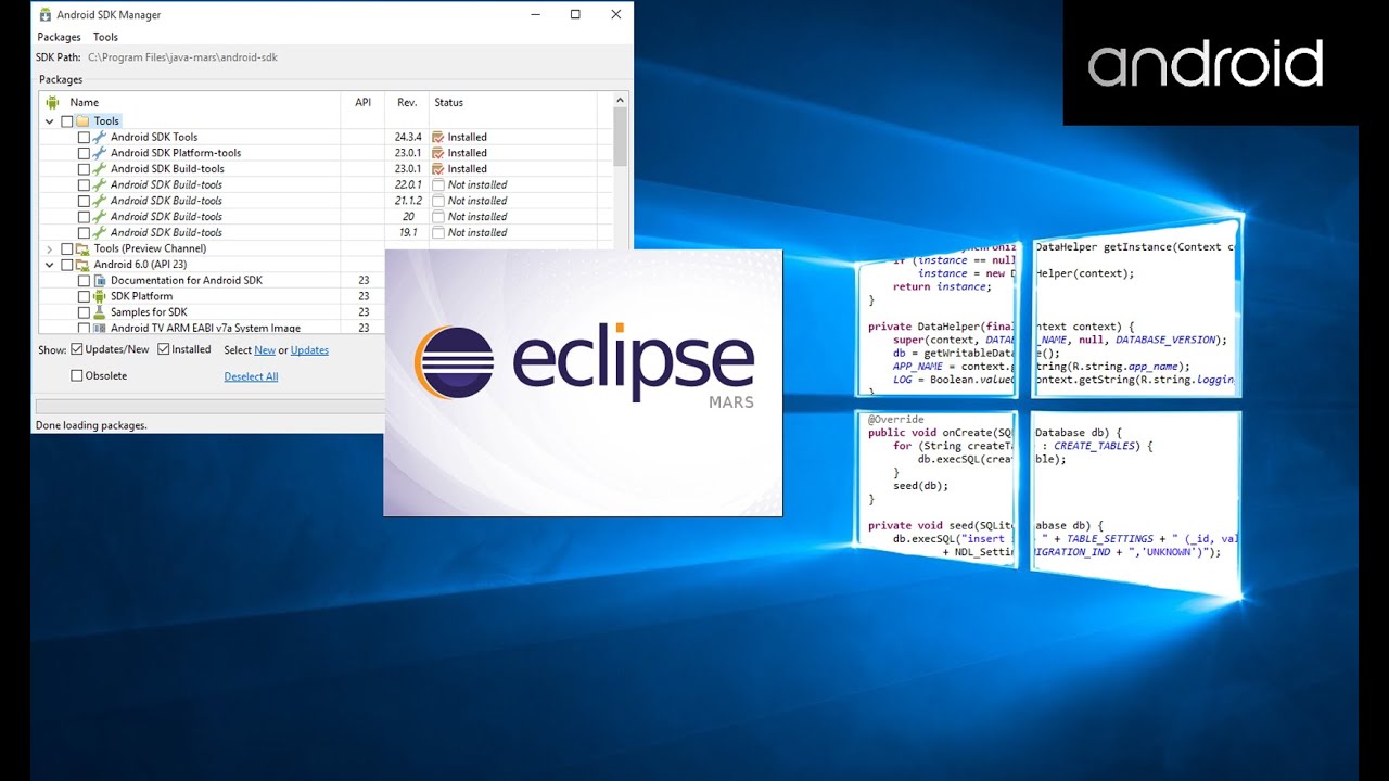 How to Install Android SDK & Eclipse ADT Plugin on Windows 10 using Eclipse Mars 2015