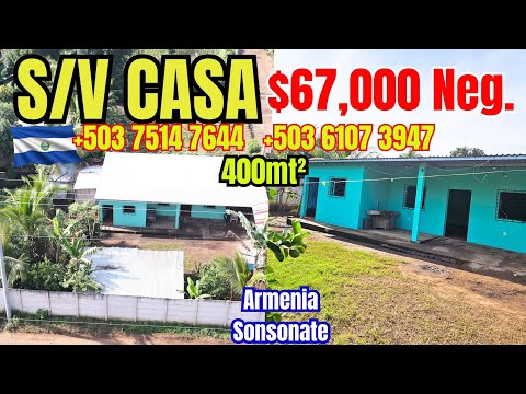 S/V CASA CON TERRENO ARMENIA SONSONATE 400mt²