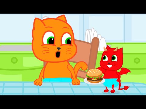 Cats Family in English - Little Demon Cartoon for Kids