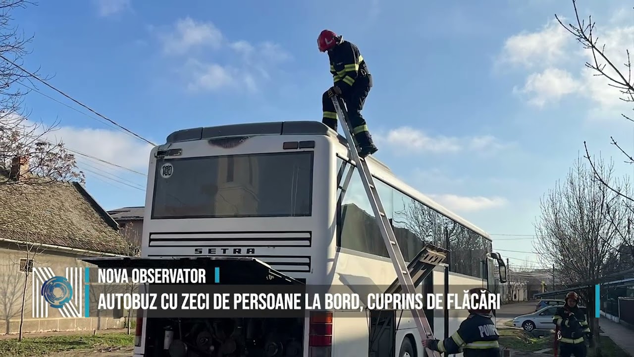 AUTOBUZ CU ZECI DE PERSOANE LA BORD, CUPRINS DE FLĂCĂRI