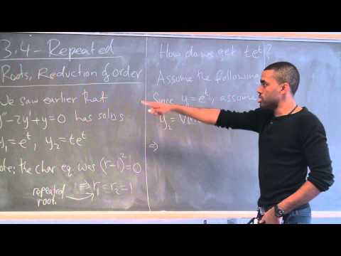 Math 391 Lecture 11 - Complex roots - Repeated roots - Reduction of order