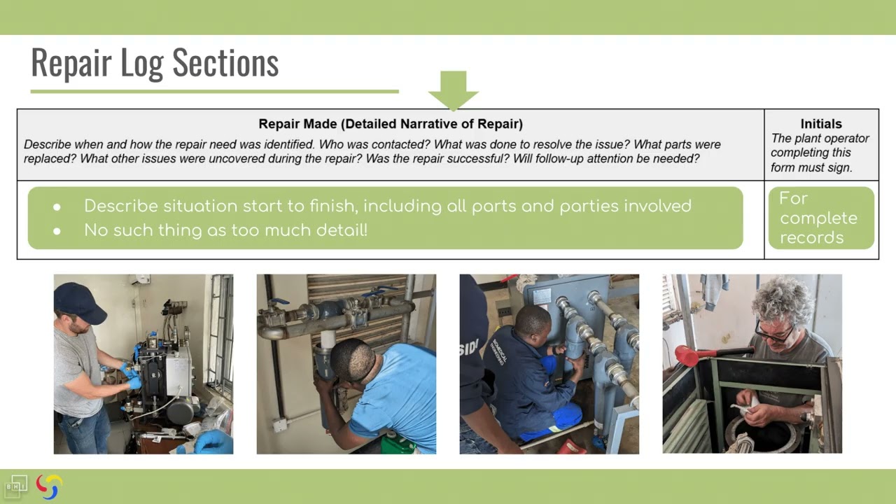 PSA Plant Maintenance and Operations: Repair Log (7/7)