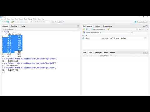 R-Screencast 09: Korrelationskoeffizienten mit R berechnen