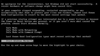 Start Windows Normally, Windows Error Recovery Problem Starting Windows Safe Mode no welcome windows