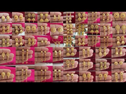 Light weight gold hanging earrings, stud earrings designs 2026 with weight & price || new Jhumki